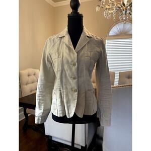 Weekend Max Mara Linen Safari Jacket Beige Tailored Utility Blazer Women XS